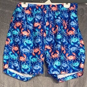 Colorful Crab Pattern Swim Shorts